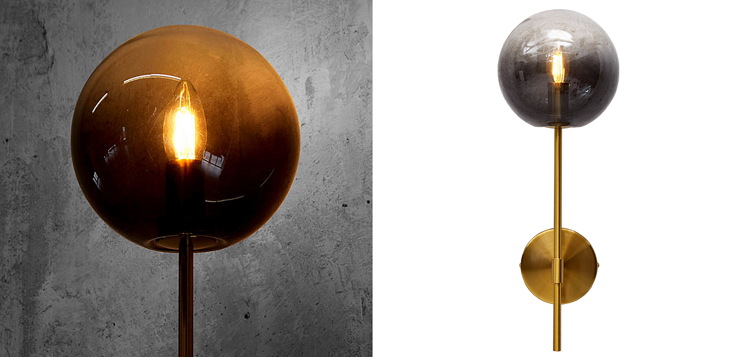 Бра стеклянный плафон шар Urmila Wall Lamp Серое стекло Бра стеклянный плафон шар Urmila Wall Lamp Серое стекло - Loft-Concept в Барнауле
