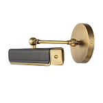 Светильник для картин цвет винтажная латунь с прямоугольным плафоном из кожи черного цвета Alora варинант исполнения - 2 | Loft Concept в Барнауле