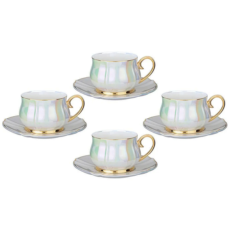 Чайный набор из фарфора на 4 персоны 8 предметов Porcelain Pearl Жемчужный Чайный набор из фарфора на 4 персоны 8 предметов Porcelain Pearl Жемчужный в Барнауле | Loft Concept