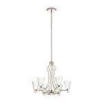 Люстра цвета никель с 6-ю рифлеными стеклянными плафонами и изогнутым каркасом Kichler варинант исполнения - 2 | Loft Concept в Барнауле