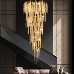 Люстра многоярусная с каркасом из металла и прозрачными подвесками FAIRYTREE Light варинант исполнения - 3 | Loft Concept в Барнауле