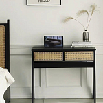 Дизайнерский письменный стол матово-чёрного цвета с 2-мя плетеными ящиками Glade Desk варинант исполнения - 2 | Loft Concept в Барнауле