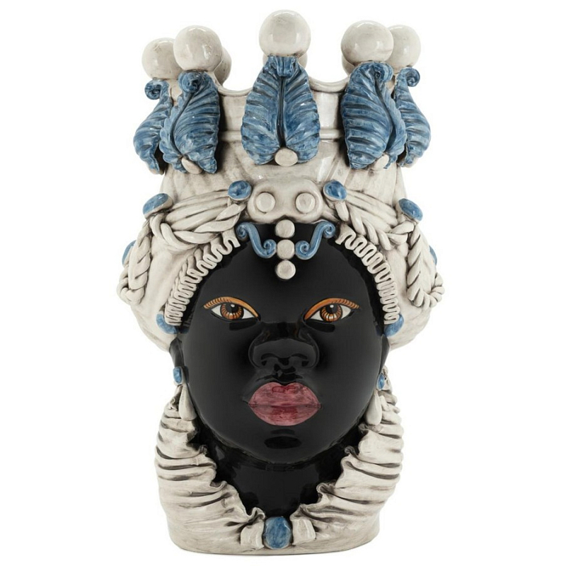 Ваза Vase Moro Lady Blue Big Черный Бежевый Голубой Ваза Vase Moro Lady Blue Big Черный Бежевый Голубой в Барнауле | Loft Concept