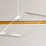 Люстра линейная золотистого цвета с двумя прозрачными волнистыми элементами Wave Line варинант исполнения - 9 | Loft Concept в Барнауле