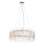 Люстра подвесная круглая с прозрачными хрустальными трубками и золотистым каркасом Диаметр 60 см Hexagon Tube Light варинант исполнения - 1 | Loft Concept в Барнауле