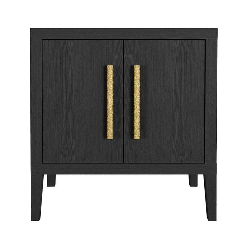 Тумбочка Primo с дверцами шпон Черный дуб Черный Золотой в Барнауле | Loft Concept 