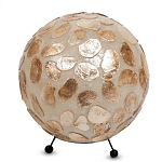 Настольная лампа из перламутра на металлическом каркасе Indonesian Circle варинант исполнения - 3 | Loft Concept в Барнауле