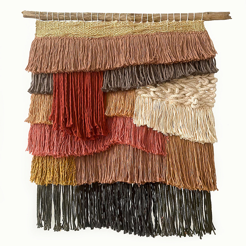 Текстильное Панно с бахромой Бежевый Терракотовый в Барнауле | Loft Concept 