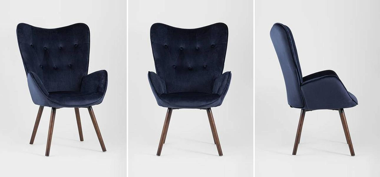 Полукресло Темно-Синий Велюр Grandee Chair Полукресло Темно-Синий Велюр Grandee Chair - Loft-Concept в Барнауле