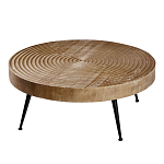 Журнальный столик с круглой фактурной столешницей из натурального дерева Vortex варинант исполнения - 1 | Loft Concept в Барнауле