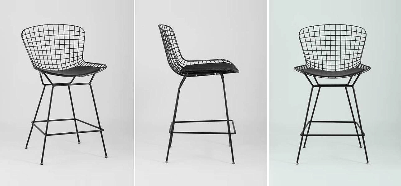 Полубарный стул Bertoia Barstool Черный Матовый Металл Полубарный стул Bertoia Barstool Черный Матовый Металл - Loft-Concept в Барнауле