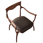 Стул деревянный с мягким сиденьем из коричневой натуральной кожи Moon Walnut Furniture варинант исполнения - 13 | Loft Concept в Барнауле