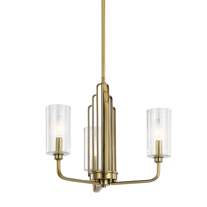  Люстра с прозрачными рифлеными цилиндрическими плафонами Kichler Латунь Прозрачное Стекло Никель в Барнауле | Loft Concept 