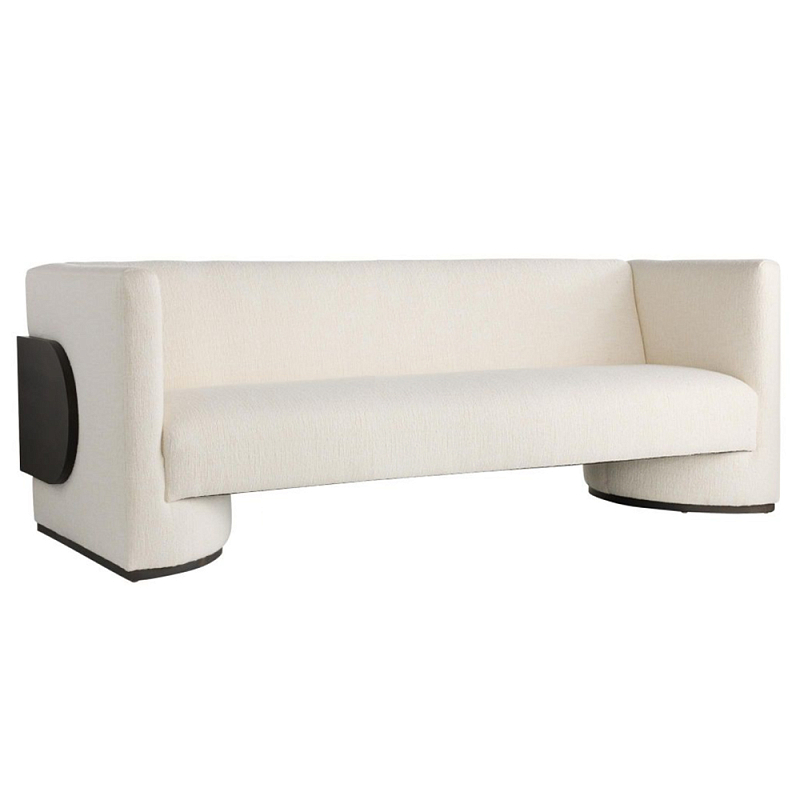 Трехместный диван Florida Sofa  с элегантным деревянным декором  Белый Черный в Барнауле | Loft Concept 