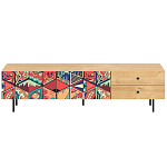 Длинная ТВ-тумба с принтом на ящиках Elise TV Stand варинант исполнения - 1 | Loft Concept в Барнауле