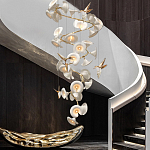 Люстра каскадная из белых цветов каллы и птичек Refined Taste of Light варинант исполнения - 2 | Loft Concept в Барнауле