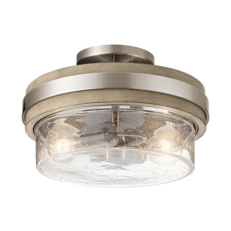 Потолочный светильник с прозрачным стеклянным плафоном с эффектом пузырьков Kichler Олово Прозрачное Стекло Древесина в Барнауле | Loft Concept 