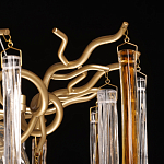 Люстра подвесная золотого цвета с разветвленными ветвями и прозрачными стеклянными подвесками Droplet Chandelier варинант исполнения - 8 | Loft Concept в Барнауле