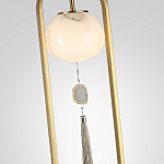 Торшер с шарообразным плафоном из белого стекла с подвеской из камня и длинной кисточкой Agatelle варинант исполнения - 4 | Loft Concept в Барнауле