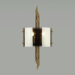 Бра с изогнутым плафоном на бронзовом основании с вертикальным декором из металлических трубок Sohne варинант исполнения - 3 | Loft Concept в Барнауле