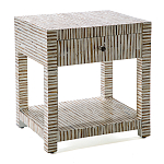 Тумбочка прикроватная Vancouver Bone Inlay Bedside Beige варинант исполнения - 1 | Loft Concept в Барнауле