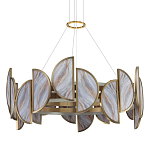 Люстра круглая с полукруглыми плафонами из искусственного алебастра в бронзовой оправе Marbella варинант исполнения - 1 | Loft Concept в Барнауле