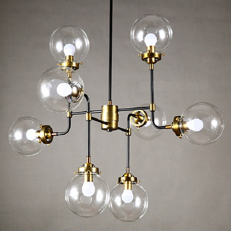 Люстра Бистро Globe Clear Glass Chandelier 8 Черный в Барнауле | Loft Concept 