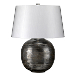 Настольная лампа с круглым фарфоровым основанием ручной работы с покрытием глазурью и белым абажуром из искусственного шелка Elstead Lighting варинант исполнения - 1 | Loft Concept в Барнауле