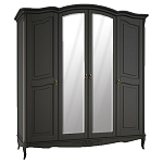 Шкаф черный четырехдверный из массива бука с зеркалами Black Provence варинант исполнения - 1 | Loft Concept в Барнауле