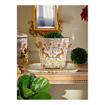 Кашпо с растительным и животным орнаментом на бронзовых ножках Turquoise Blooming Garden варинант исполнения - 5 | Loft Concept в Барнауле