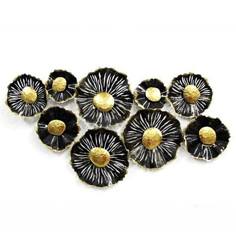 Панно настенное Blank Sheet Black flower Золотой Черный Панно настенное Blank Sheet Black flower Золотой Черный в Барнауле | Loft Concept