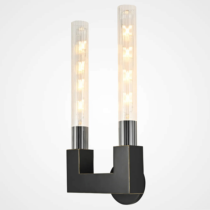 Бра CANNELLE wall lamp DOUBLE Sconces Black Черный Прозрачное Стекло в Барнауле | Loft Concept 