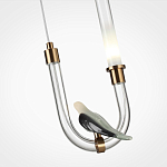 Подвесной светильник с декоративной фигуркой птицы на прозрачной изогнутой трубке Ganthea варинант исполнения - 5 | Loft Concept в Барнауле