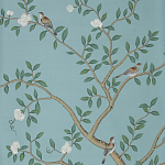 Обои ручная роспись Gustavian Garden Special Colourway on Duck Egg dyed silk варинант исполнения - 1 | Loft Concept в Барнауле