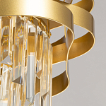 Люстра цвета матового золота с металлическими лентами и длинными прозрачными подвесками Gilded Waves варинант исполнения - 9 | Loft Concept в Барнауле