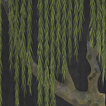 Обои ручная роспись Willow Original colourway on Edo Night painted silk варинант исполнения - 1 | Loft Concept в Барнауле