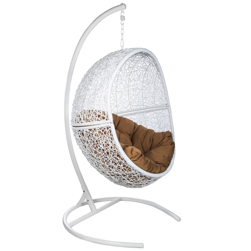Подвесное уличное кресло Egg Cage white Коричневый Белый в Барнауле | Loft Concept 