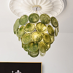 Люстра из зеленых стеклянных дисков с перламутровым эффектом Green Glowing Glaze варинант исполнения - 4 | Loft Concept в Барнауле