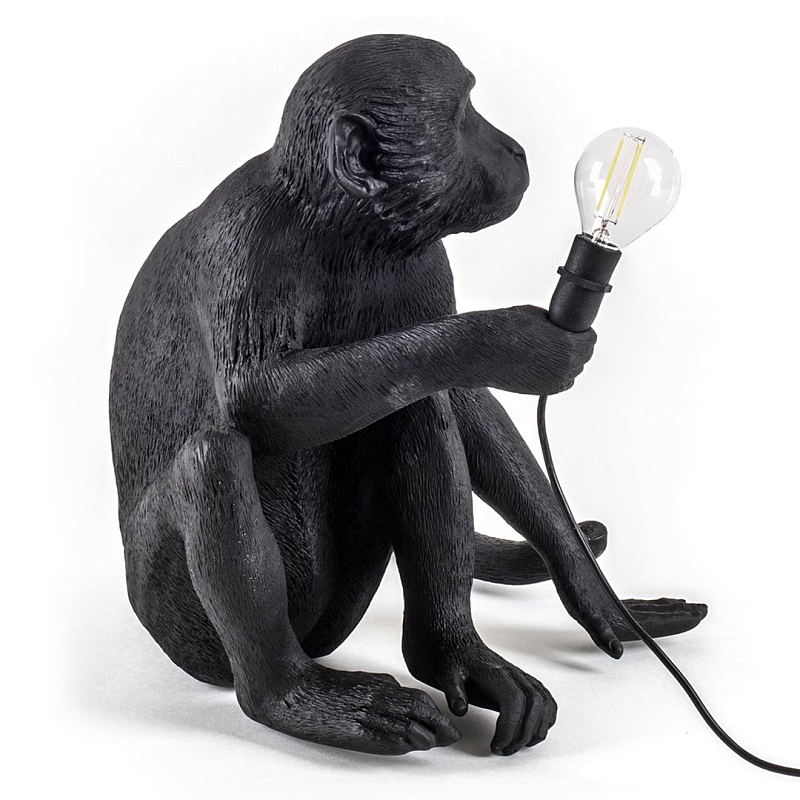 Настольная Лампа SELETTI MONKEY LAMP SITTING VERSION Черный в Барнауле | Loft Concept 