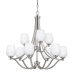 Люстра двухъярусная с белыми матовыми стеклянными плафонами в форме винных бокалов Feiss варинант исполнения - 1 | Loft Concept в Барнауле