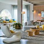 Кресло изогнутое с обивкой из ткани букле Smooth Bend Boucle Chair варинант исполнения - 8 | Loft Concept в Барнауле