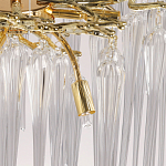 Люстра золотого цвета с декоративными ветками и длинными прозрачными стеклянными подвесами в форме сосулек Droplet Chandelier варинант исполнения - 9 | Loft Concept в Барнауле