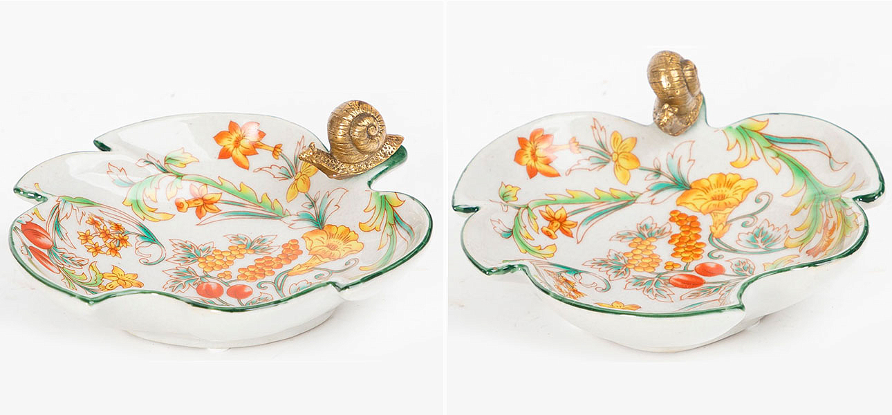 Пепельница фарфоровая с бронзовой улиткой Snail Пепельница фарфоровая с бронзовой улиткой Snail - Loft-Concept в Барнауле
