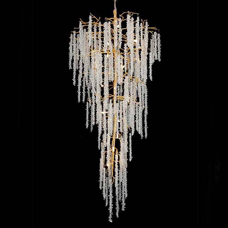Люстра многоярусная с каркасом из металла и прозрачными подвесками FAIRYTREE Light Золотой Прозрачный Люстра многоярусная с каркасом из металла и прозрачными подвесками FAIRYTREE Light Золотой Прозрачный в Барнауле | Loft Concept