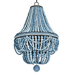 Люстра каплевидной формы украшенная круглыми бусинами синяя Blue Wooden Beads Chandelier варинант исполнения - 2 | Loft Concept в Барнауле