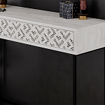 Консоль напольная пыльного белого цвета с выдвижным ящиком с резным орнаментом HEATON CONSOLE OAK варинант исполнения - 4 | Loft Concept в Барнауле