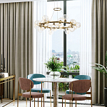 Дизайнерская кольцевая люстра с гирляндой внутри стеклянных сферических плафонов Iona Garland Chandelier 25 варинант исполнения - 3 | Loft Concept в Барнауле