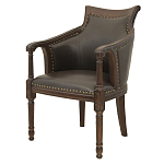Кресло кожаное на 4-х деревянных ножках из массива березы Ethan Armchair brown варинант исполнения - 3 | Loft Concept в Барнауле