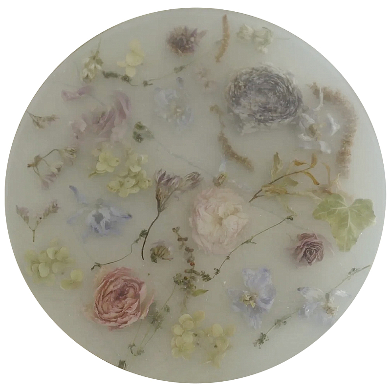 Круглый поднос из эпоксидной смолы с цветами белый Epoxy Resin Flowers Tray White Белый Мульти Круглый поднос из эпоксидной смолы с цветами белый Epoxy Resin Flowers Tray White Белый Мульти в Барнауле | Loft Concept