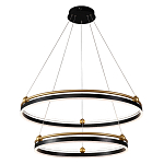 Люстра подвесная с двумя кольцами черного и золотого цвета Ring Horizontal варинант исполнения - 1 | Loft Concept в Барнауле